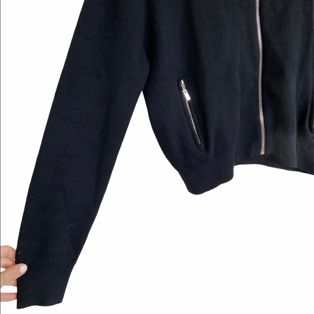 Olivaceous Cropped Black Bomber Jacket - Picture 3 of 9